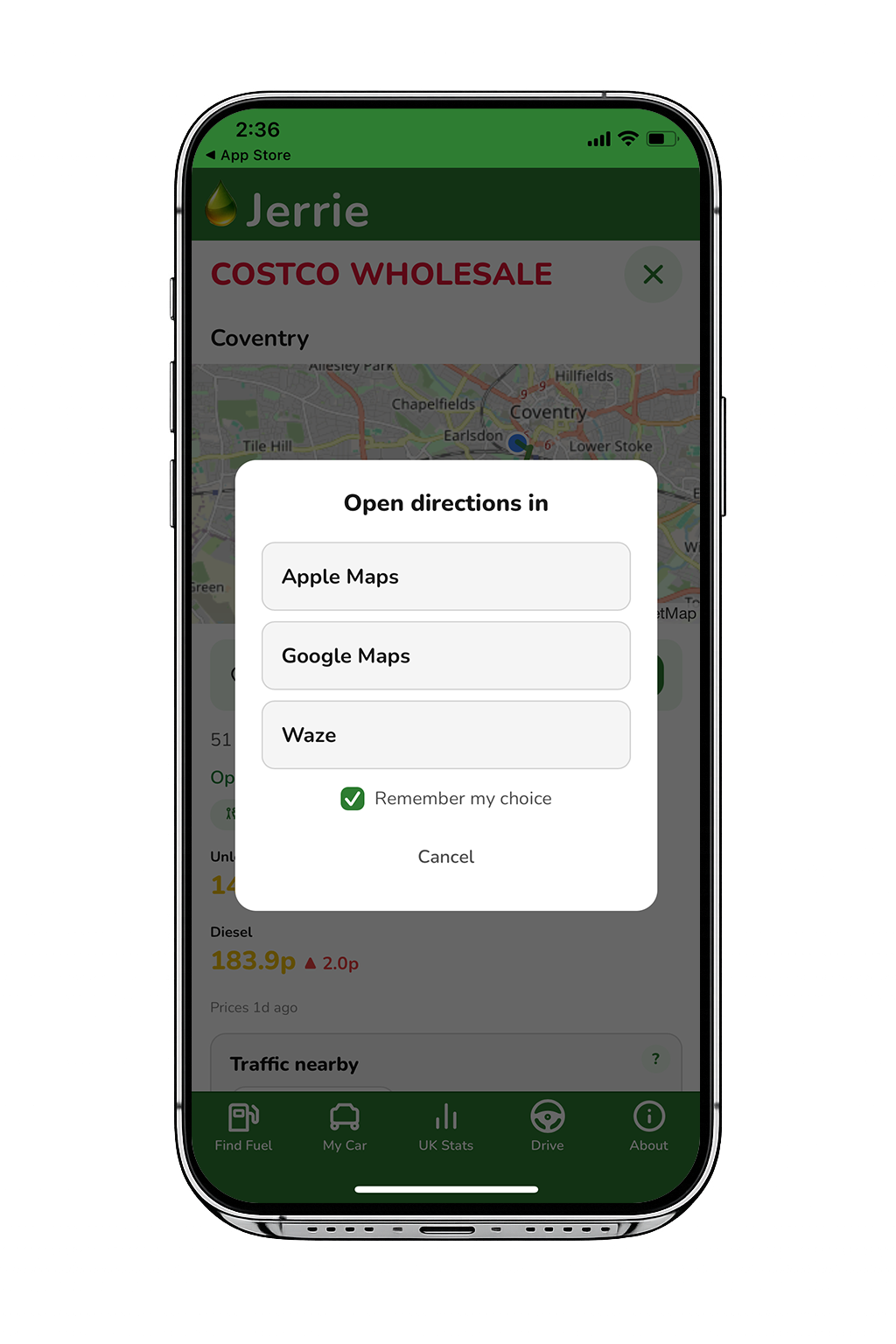 Navigation via your favourite maps app